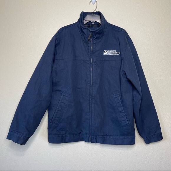 Men's Corner Stone Washed Duck Cloth Flannel Lined Work Jacket- Large, Navy - Picture 1 of 8